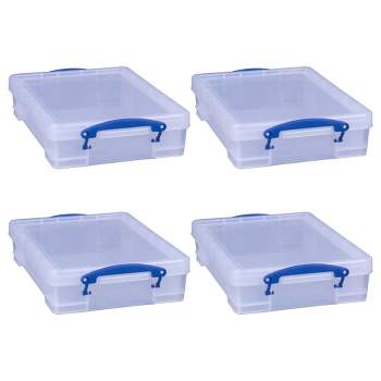 Really Useful Box 4 Liter Plastic Stackable Storage Container W/ Snap Lid &  Built-in Clip Lock Handles For Home & Office Organization, Clear (3 Pack) :  Target