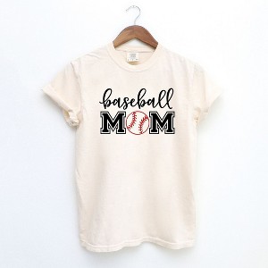 Simply Sage Market Women's Baseball Mom With Ball Short Sleeve Garment Dyed Tee - 1 of 4