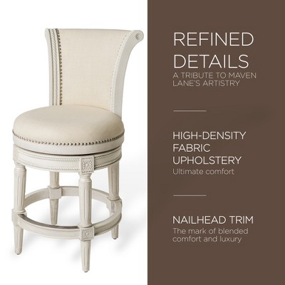 White Oak Swivel Counter Stool with Leather Upholstery