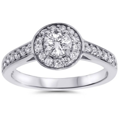 Pompeii3 3/4ct Halo Diamond Engagement Ring 14K White Gold