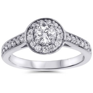 Pompeii3 3/4ct Halo Diamond Engagement Ring 14K White Gold - 1 of 4