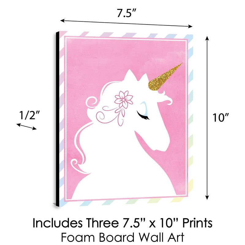 Big Dot of Happiness Rainbow Unicorn - Baby Girl Nursery Wall Art and Kids Room Decorations - Gift Ideas - 7.5 x 10 inches - Set of 3 Prints, 5 of 8