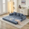 Modular Chenille Folding Floor Sofa with 3 Pillows, Convertible Sleeper Couch for Small Spaces, Living Room or Bedroom – The Pop Home - 2 of 4