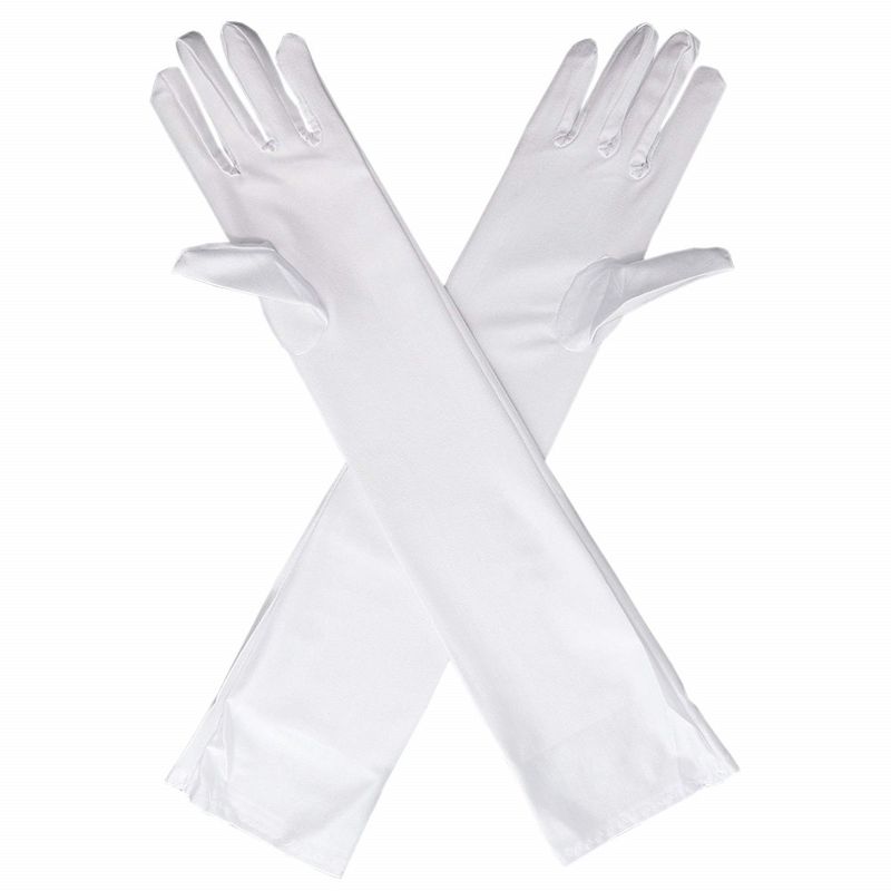 Skeleteen Womens Satin Opera Gloves Costume Accessory - White, 3 of 7