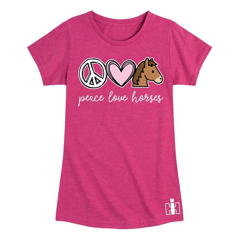 Girls' - Case IH - Peace Love Horses Fitted Short Sleeve Graphic T-Shirt - image 1 of 2