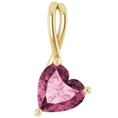 Pompeii3 2ct Pink Topaz Women's Heart Pendant in 14k Gold Necklace 6mm Tall