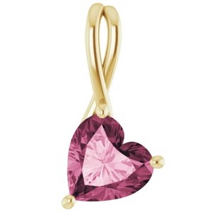 Pompeii3 2ct Pink Topaz Women's Heart Pendant in 14k Gold Necklace 6mm Tall - 1 of 4