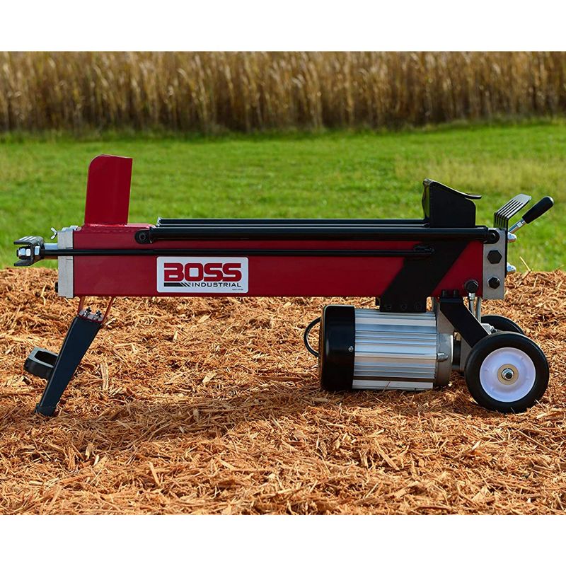 Boss Industrial 5 Ton Lightweight Powerful Hydraulic Electric Firewood Log Splitter with Mobile Transport Rubber Wheels for Home or Cabin, 3 of 7