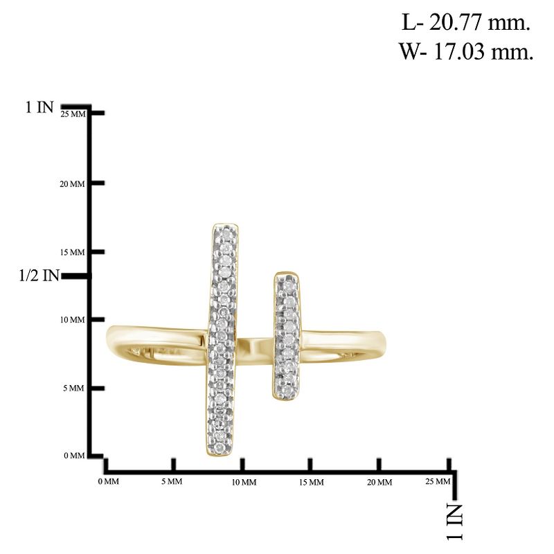 1/10 CT. T.W. Round-Cut White Diamond Prong Set Bar Ring in Gold Over Silver, 2 of 3