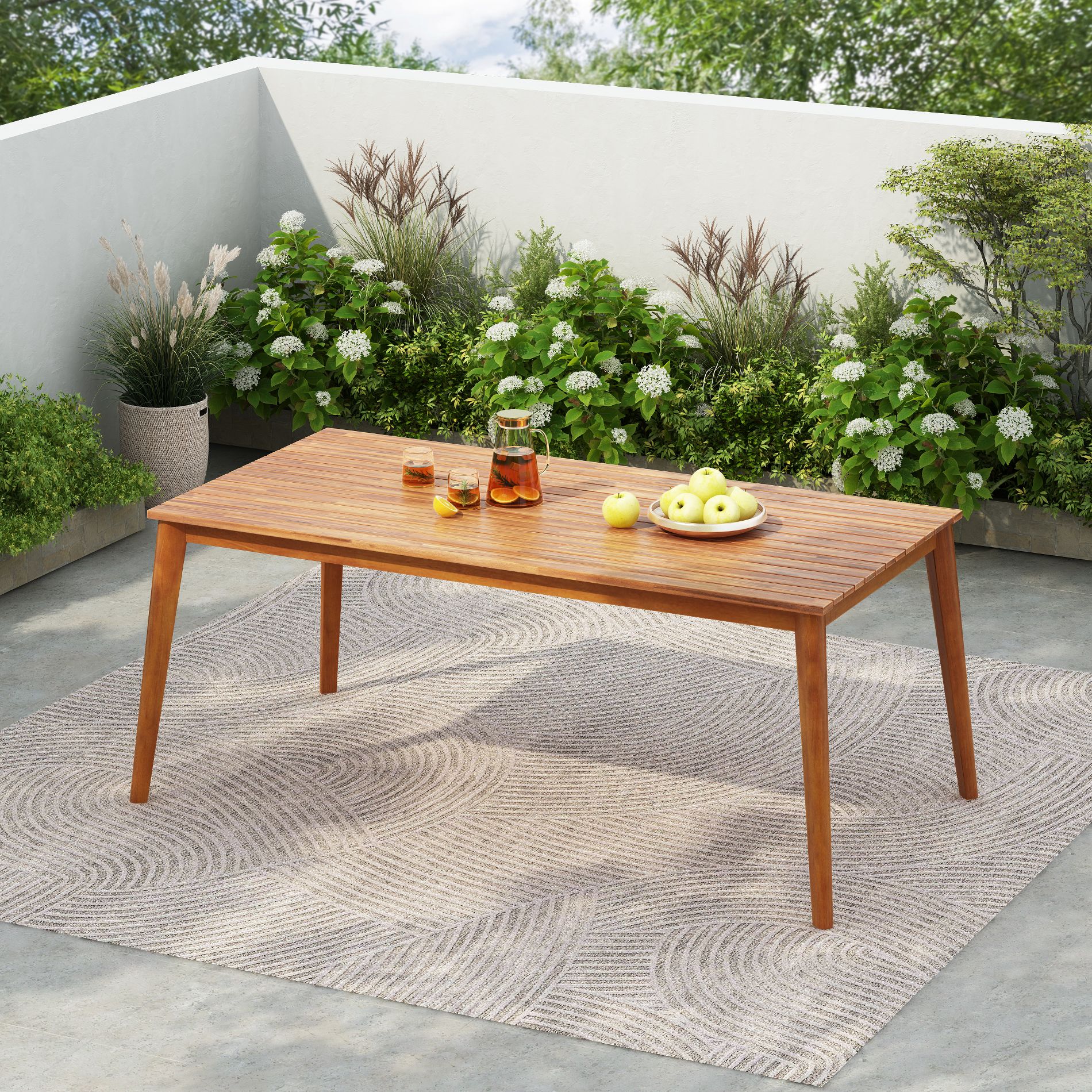 Christopher Knight Home Veronica Outdoor Rustic Acacia Wood Dining Table with Slatted Design, Teak