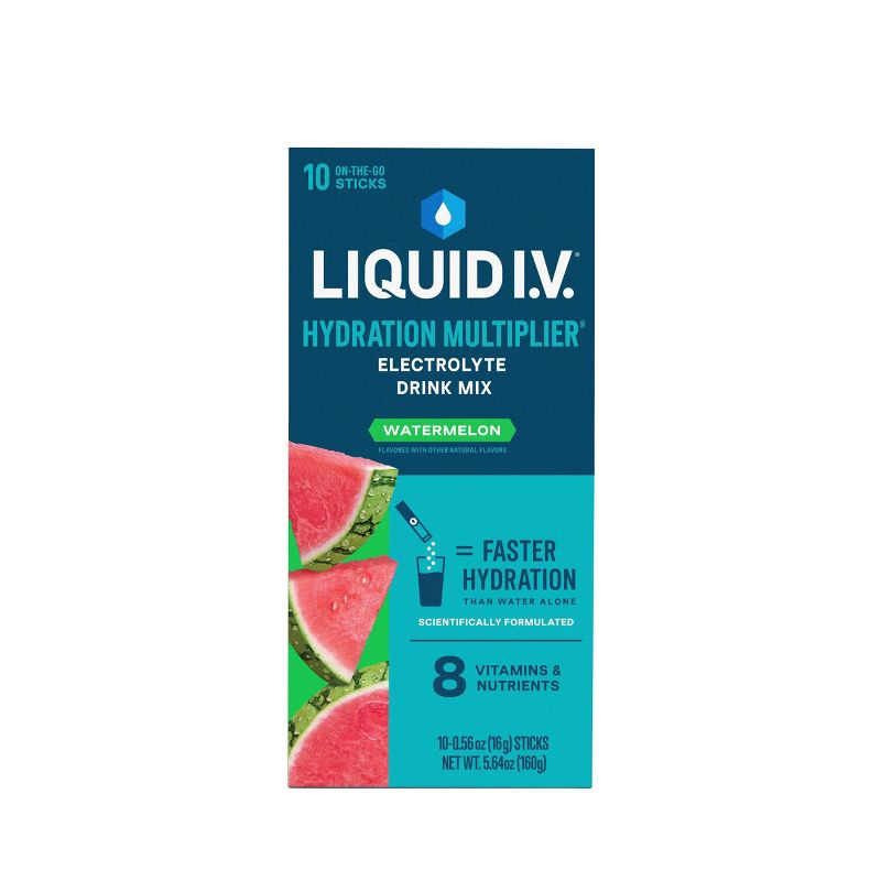 Liquid I.V. Hydration Multiplier Vegan Powder Electrolyte Supplements - Watermelon - 0.56oz each/10ct, 3 of 8