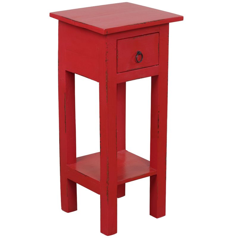 Besthom Shabby Chic Cottage 11.8 in. Square Solid Wood End Table with 1 Drawer, 2 of 7