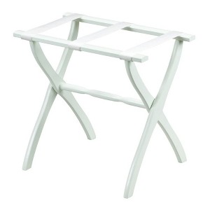 HomeRoots White Folding Luggage Rack With White Straps - 1 of 4