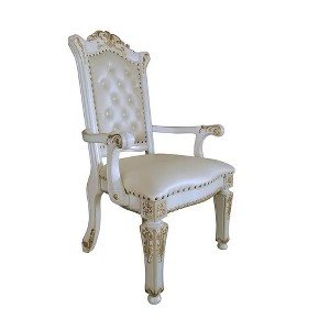24" Vendome Accent Chair Synthetic Leather/Antique Pearl Finish - Acme Furniture: Ergonomic, No Assembly, Armless Design - 1 of 4