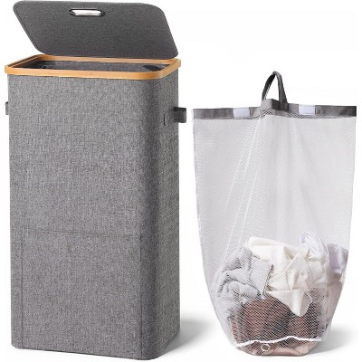 Laundry Basket with Lid,Collapsible Clothes Hampers for Laundry with Handles and Removable Inner Bag,Large Hamper