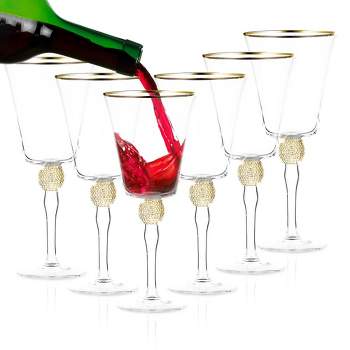 Berkware Luxurious Sparkling Studded Wine Goblet with Elegant Rim Design - 14.7oz