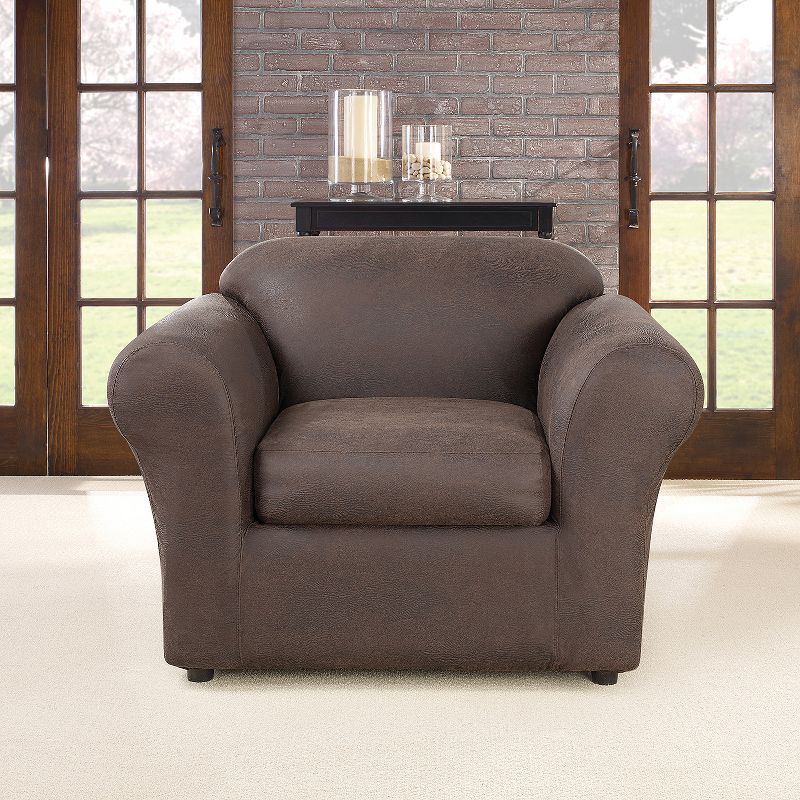 2pc Ultimate Stretch Leather Chair Slipcovers - Sure Fit, 3 of 9