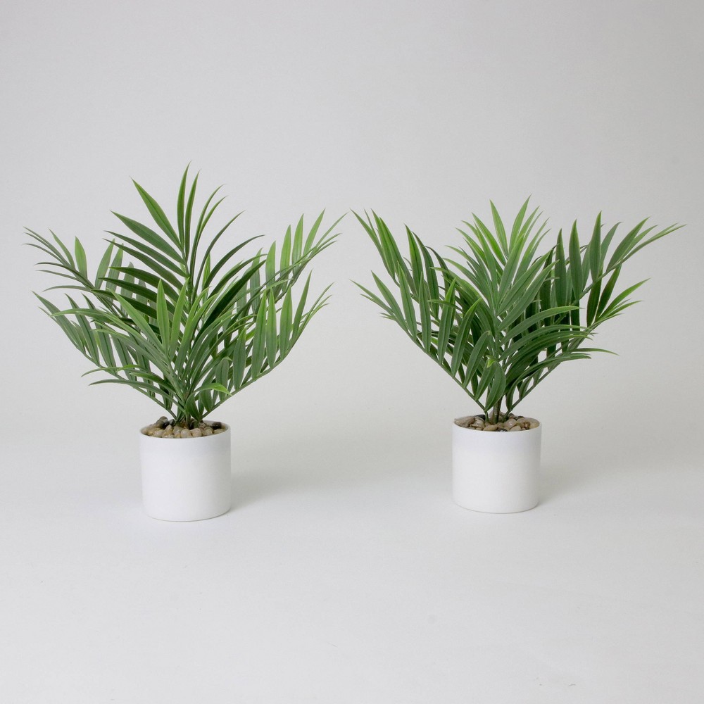 2ct Faux Palm Tree Plant with White Pot - Bullseye's Playground