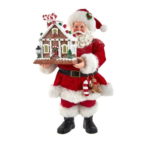 Kurt Adler 11-inch Battery-operated Santa With Light-up Gingerbread ...