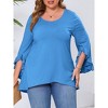 Womens Plus Size Tops 3/4 Ruffle Sleeve Shirts Loose V-Neck Dressy Casual Tunic Blouses - 3 of 4