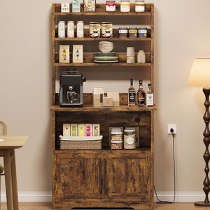 Jojoka Kitchen Pantry With Storage Cabinet,Microwave Stand With Power Outlets for Dining Room - 1 of 4