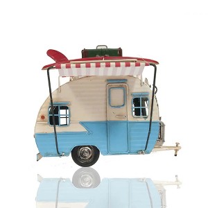 Old Modern Handicrafts Classic Camper – Handmade Metal Piggy Bank with Photo Frame, Luggage & Surfboard, 9" - 1 of 4