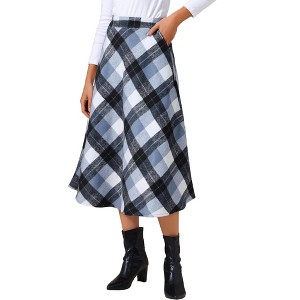 INSPIRE CHIC Women's Vintage Plaid High Waist A-Line with Pockets Maxi Skirt - 1 of 4