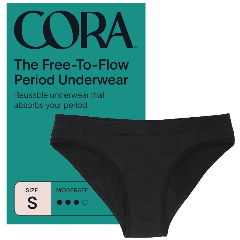 Cora Reusable Period Underwear - Bikini Style - Black, 1 of 14