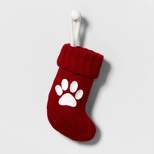 Mini Knit Monogram Christmas Stocking Paw Print Red - Wondershop™