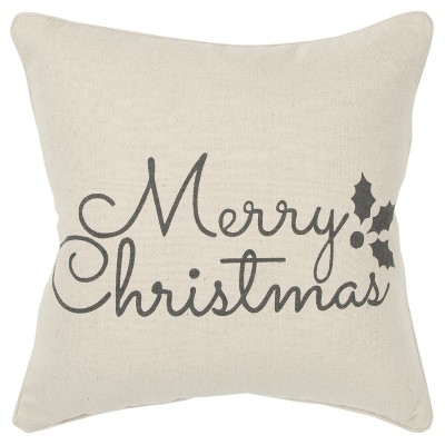 20"x20" Oversize Merry Christmas Decorative Filled Square Throw Pillow Neutral - Rizzy Home