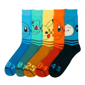 Mens Pokémon Characters 5 Pair Crew Socks - 1 of 4