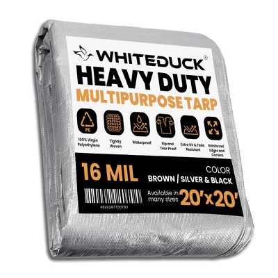 WHITE DUCK Tarp Poly Outdoor Multipurpose Heavy Duty Tarpaulin Cover, Waterproof 16 Mil for Roof, Camping, Patio