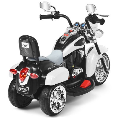 White 6V Kids Ride-On Chopper Motorcycle with Headlight