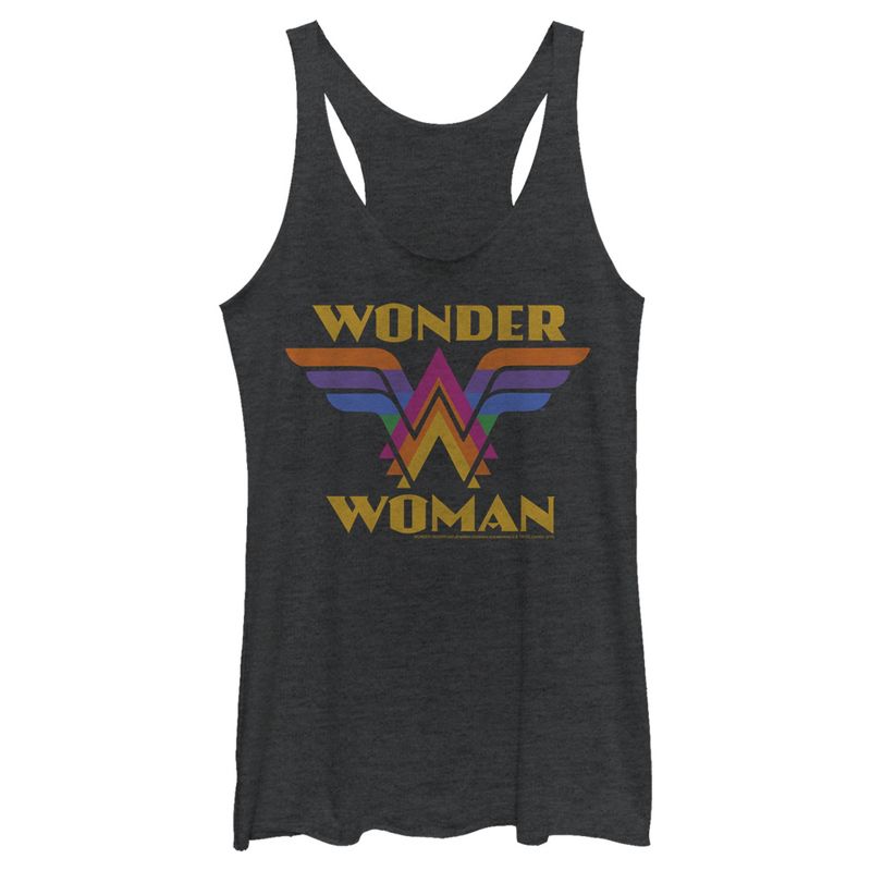 Women's Wonder Woman Retro Rainbow Logo Racerback Tank Top, 1 of 4