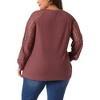 Agnes Orinda Women's Plus Size Lace Crew Neck Long Sleeve Knit Blouses - 4 of 4