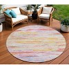 Coral And Yellow Abstract Washable Indoor Outdoor Area Rug - 2 of 4