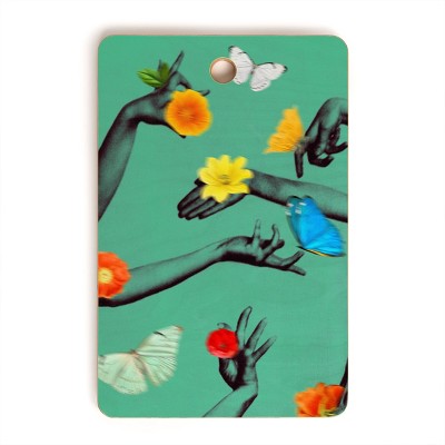 Chromoeye Jewels in Teal Cutting Board Rectangle - Deny Designs