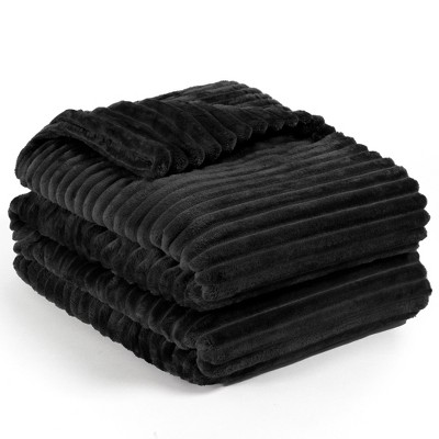 Pavilia Super Soft Fleece Flannel Ribbed Striped Throw Blanket, Luxury ...