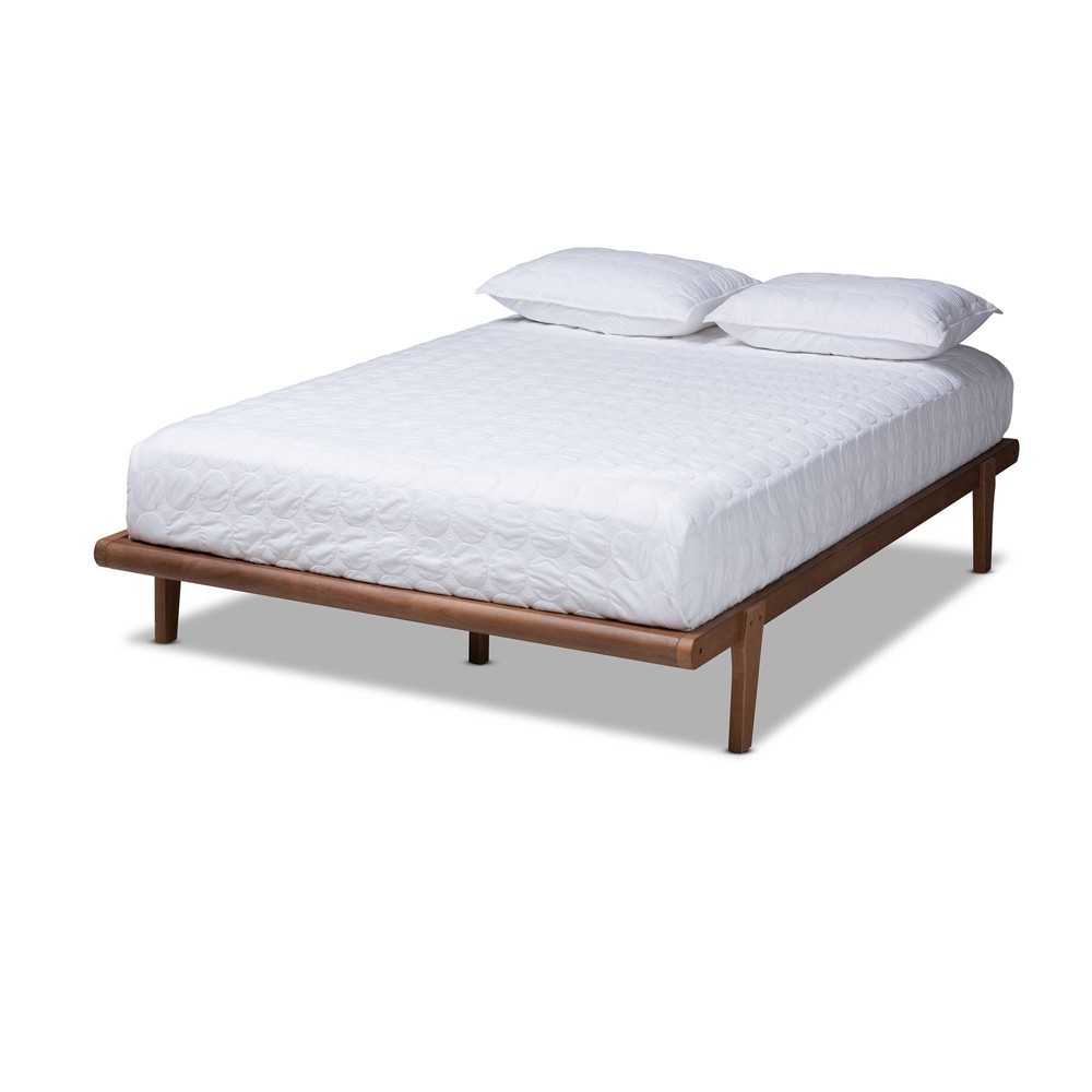 Photos - Bed Frame Queen Kaia Finished Wood Platform  Brown - Baxton Studio