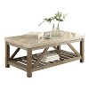 Industrial Style Angled Support 1pc Cocktail Table with Bottom Shelf Marble Top Creamy White Wooden Living Room Furniture Coffee Table - 2 of 4