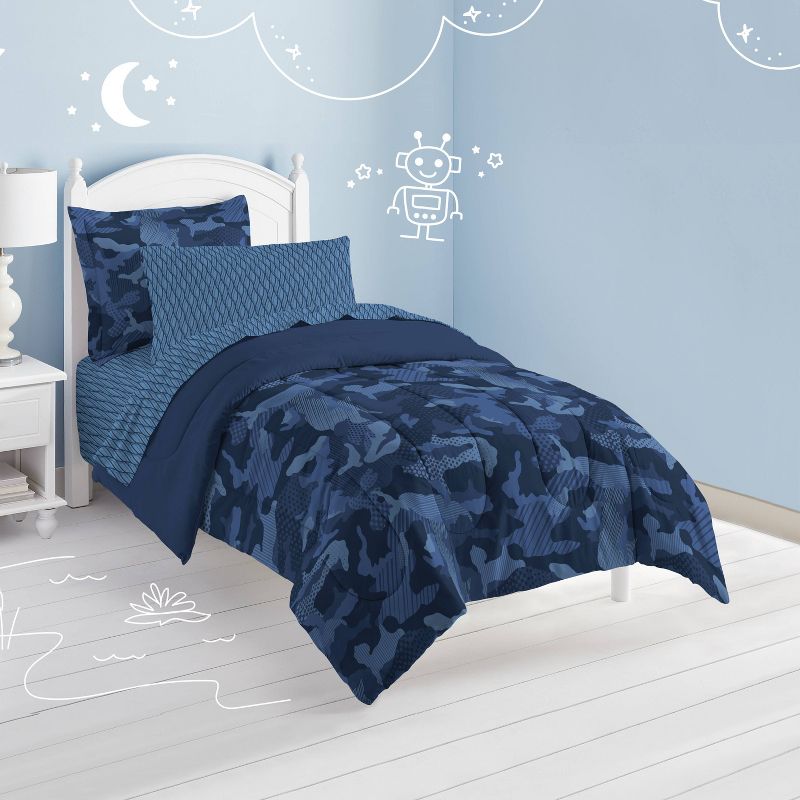 Geo Camo Mini Bed in a Bag Blue - Dream Factory, 3 of 8