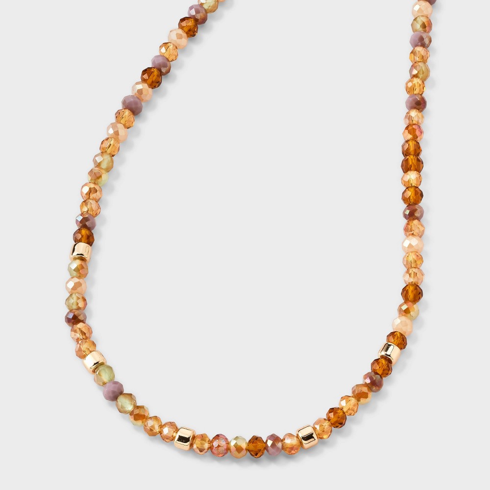 Mixed Bead Necklace - A New Day™ Gold/Brown