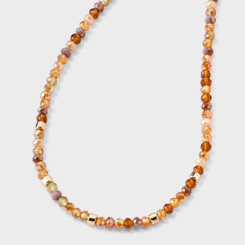 Mixed Bead Necklace - A New Day™ Gold/Brown