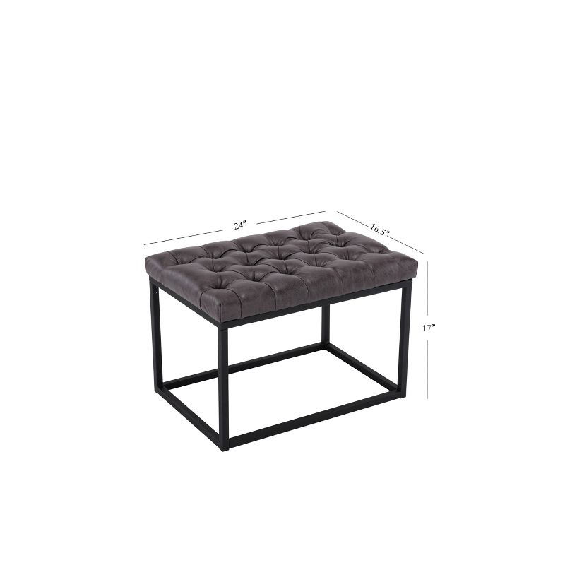 24" Button Tufted Metal Ottoman - WOVENBYRD, 3 of 10