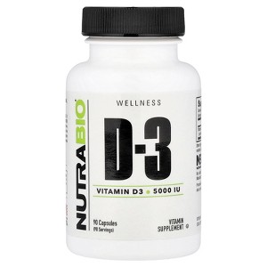 NutraBio Vitamin D-3, 125 mcg (5,000 IU), 90 Capsules - 1 of 4