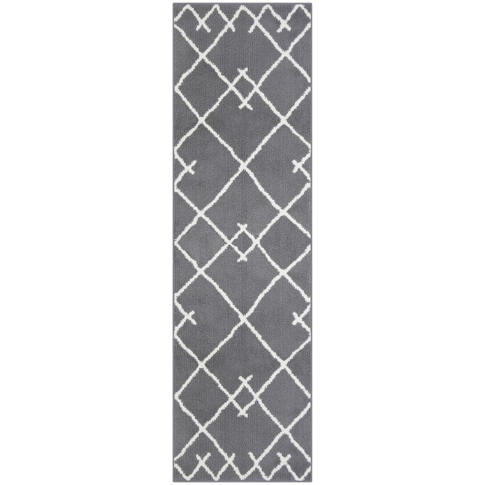 2'X7' Kenya Fleece Geometric Design Tufted Accent Rugs Gray - Project 62™