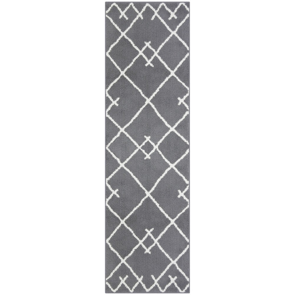 2'X7' Kenya Fleece Geometric Design Tufted Accent Rugs Gray - Project 62™