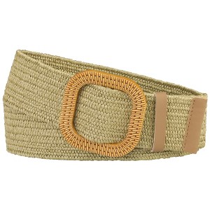 INSPIRE CHIC Women's Woven Wide Stretch Straw Rattan Wooden Buckle Elastic Waist Belts - 1 of 4