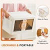 Unikito Stackable Plastic Storage Bins with Lids, Folding Storage Organizer Boxes Containers with Wheels, 26x15.7x14.8 inch, Large 1PC, White - 3 of 4