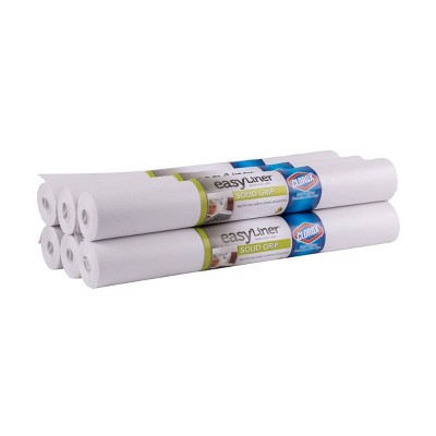 Duck Solid Grip EasyLiner Non Adhesive Shelf Liner with Clorox, 6 pk, 20" x 6' White